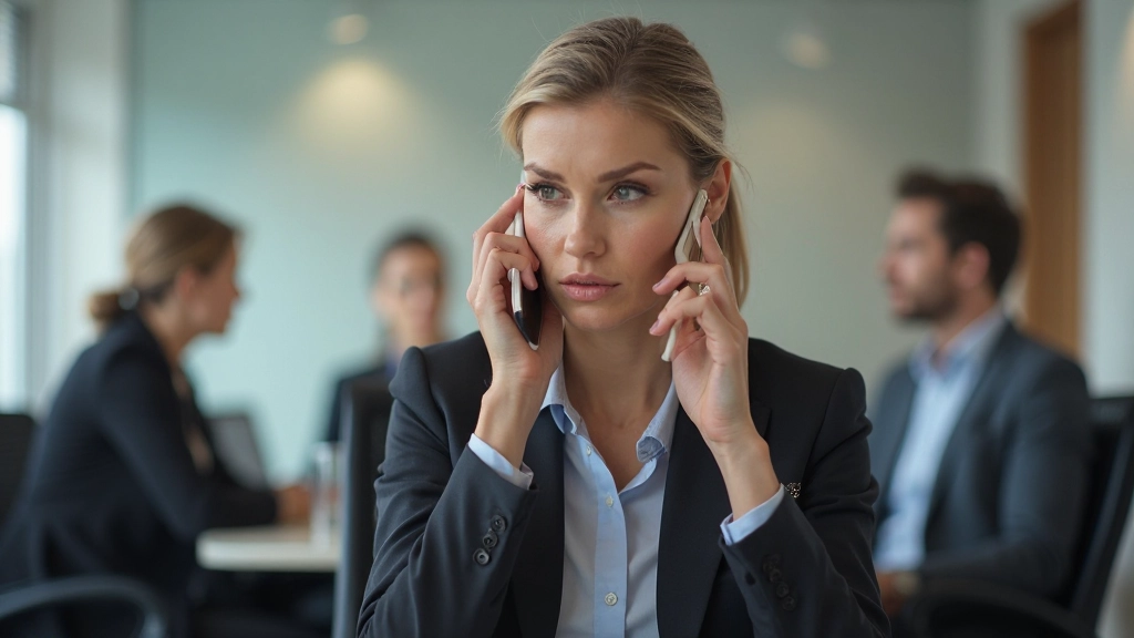 Persoon die afgeleid is en niet luistert tijdens een gesprek, kijkt naar telefoon